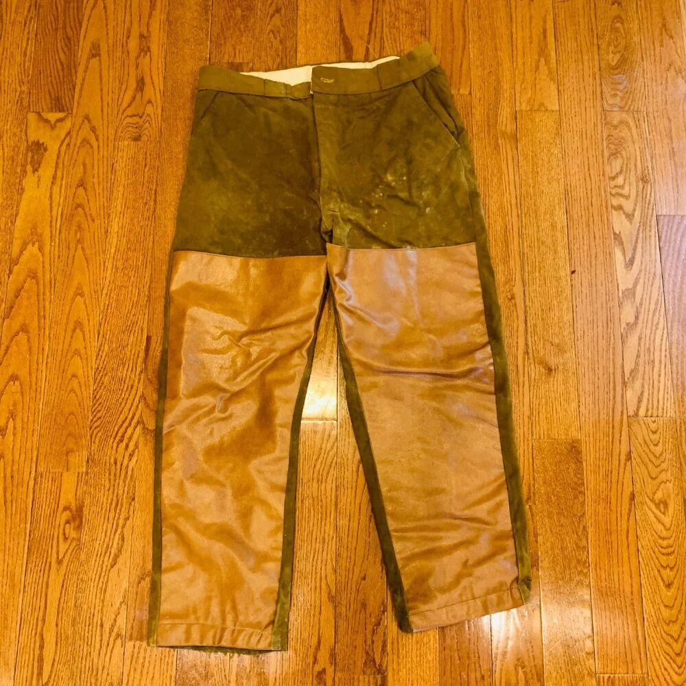 VTG 50s Bullseye Bill Hunting Pants Water Repellent Leather 36x 30 - Picture 2 of 16